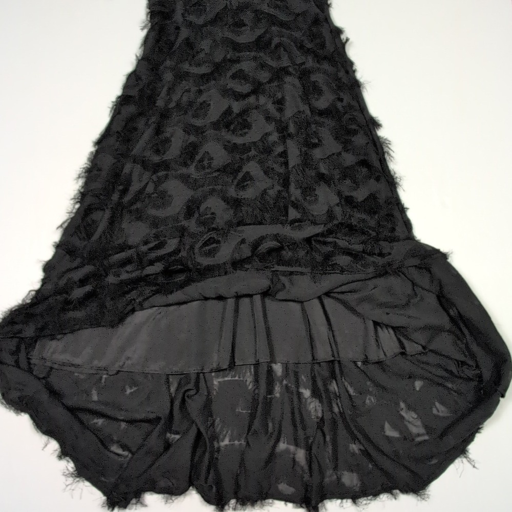 Vicky and Lucas Black Maxi Dress L NWT Feather Skirt Cocktail Evening Chic Party - Picture 5 of 16